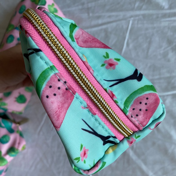 Kestrel Cacti Succulent Makeup Cosmetic bag pouch Case Gold Logo Green Pink NWT - Picture 9 of 9